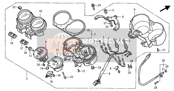 Honda CB750F2 2001 METER (MPH) for a 2001 Honda CB750F2