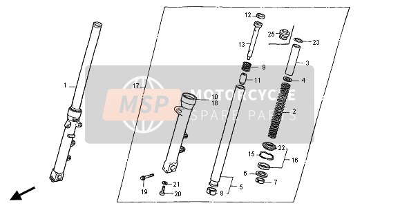 Honda CB750F2 2001 Forcella anteriore per un 2001 Honda CB750F2