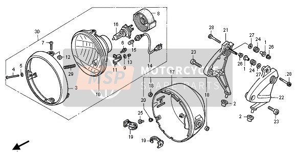 Honda CB1100SF 2001 HEADLIGHT (UK) for a 2001 Honda CB1100SF