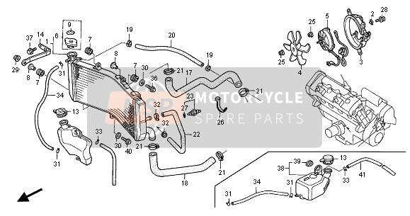 Honda CBR600F 2001 Termosifone per un 2001 Honda CBR600F