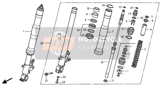 Honda CBR900RR 2001 Forcella anteriore per un 2001 Honda CBR900RR