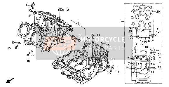 Honda VF750C 1995 KURBELGEHÄUSE für ein 1995 Honda VF750C