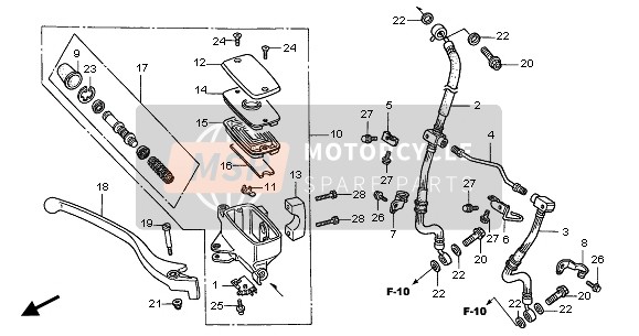 Honda GL1500C 2001 FR. Maître-cylindre de frein pour un 2001 Honda GL1500C