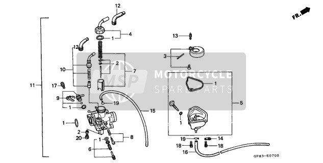 Honda QR50 1983 Carburatore per un 1983 Honda QR50