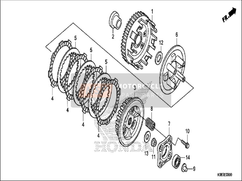 22201K09C01, Disk, Clutch Friction, Honda, 0