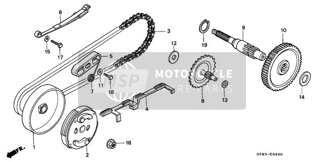 Honda QR50 1983 Kupplung/Antriebssteuerkette/ Letztes Zahnrad für ein 1983 Honda QR50