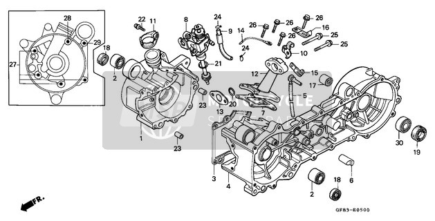 Honda QR50 1983 Crankcase /Oil Pump/ Inlet Pipe for a 1983 Honda QR50