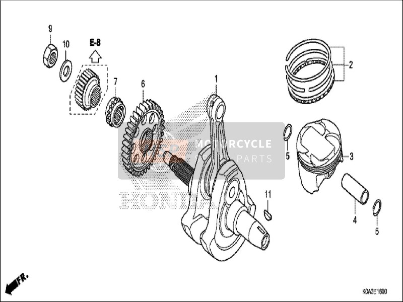 Honda CBF300NA 2019 Krukas/Zuiger voor een 2019 Honda CBF300NA