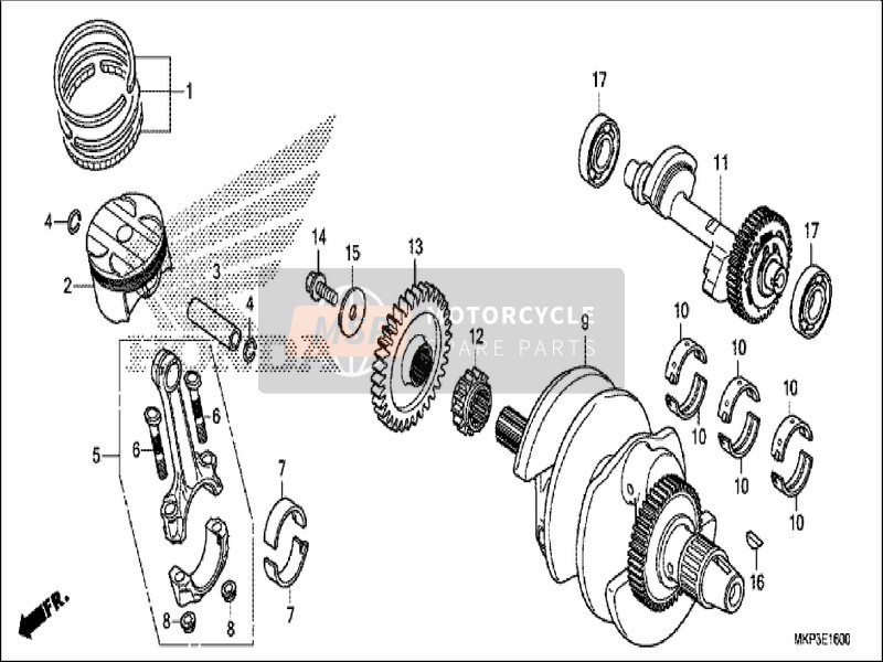 Honda CBR500RA 2019 Vilebrequin/Piston pour un 2019 Honda CBR500RA