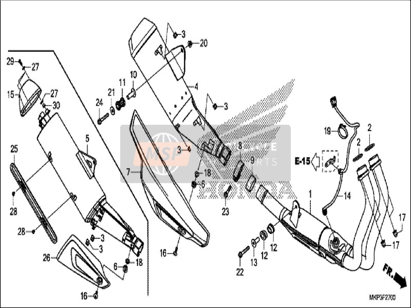 Honda CBR500RA 2019 Silencieux d'échappement pour un 2019 Honda CBR500RA