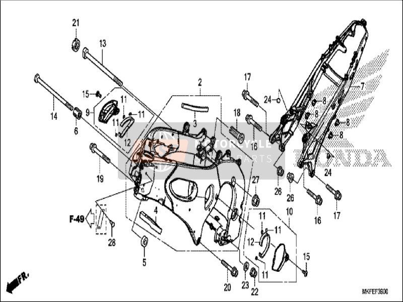 Honda CBR1000S1 2019 Corps du cadre pour un 2019 Honda CBR1000S1