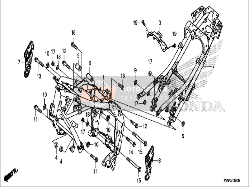 Honda CBR500RA 2019 Cuerpo del marco para un 2019 Honda CBR500RA