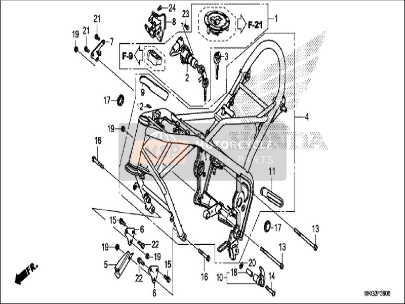 50010MKGA00ZB, Body Set, Frame *NH303M*, Honda, 0