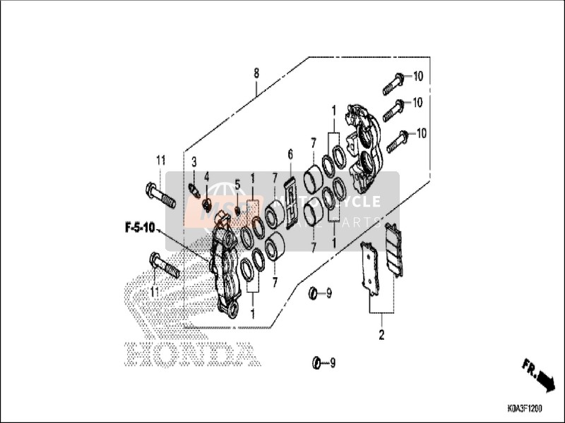 45250K94T01, Caliper Sub Assy., R. Fr., Honda, 0