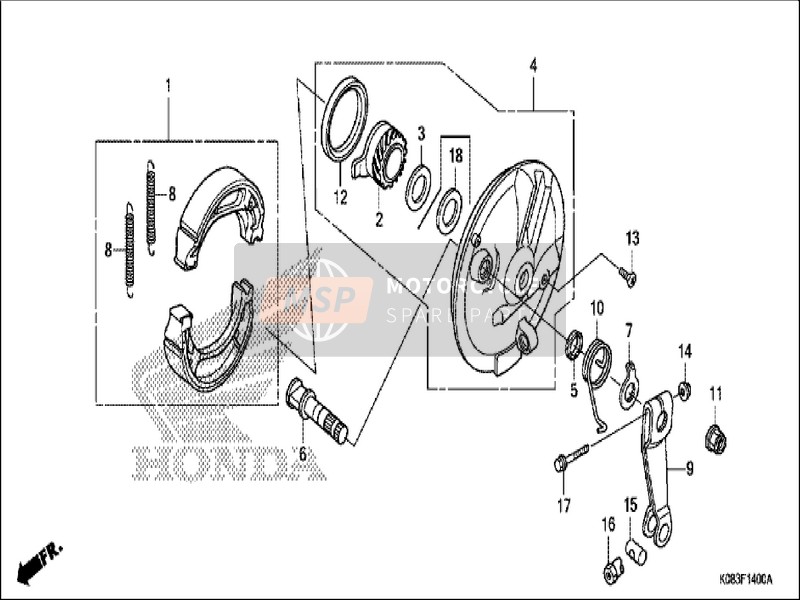 Honda CG110SH 2019 Panneau de frein avant pour un 2019 Honda CG110SH