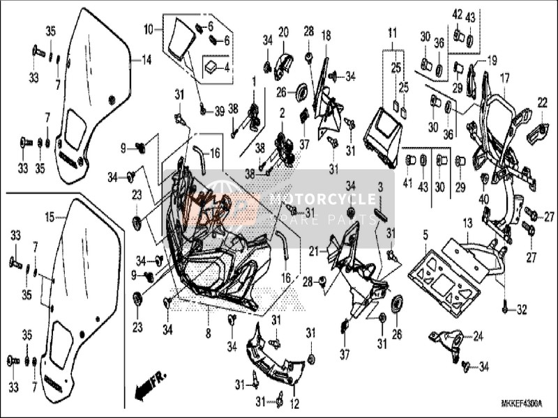 64250MKKD20ZA, Windscreen Set (Wl) *type, Honda, 0