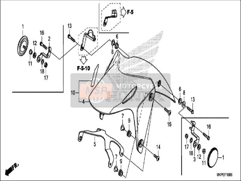 Honda CB500F 2019 Parafango anteriore per un 2019 Honda CB500F