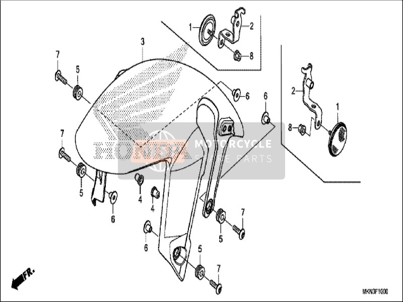 Honda CB650RA 2019 Voorspatbord voor een 2019 Honda CB650RA