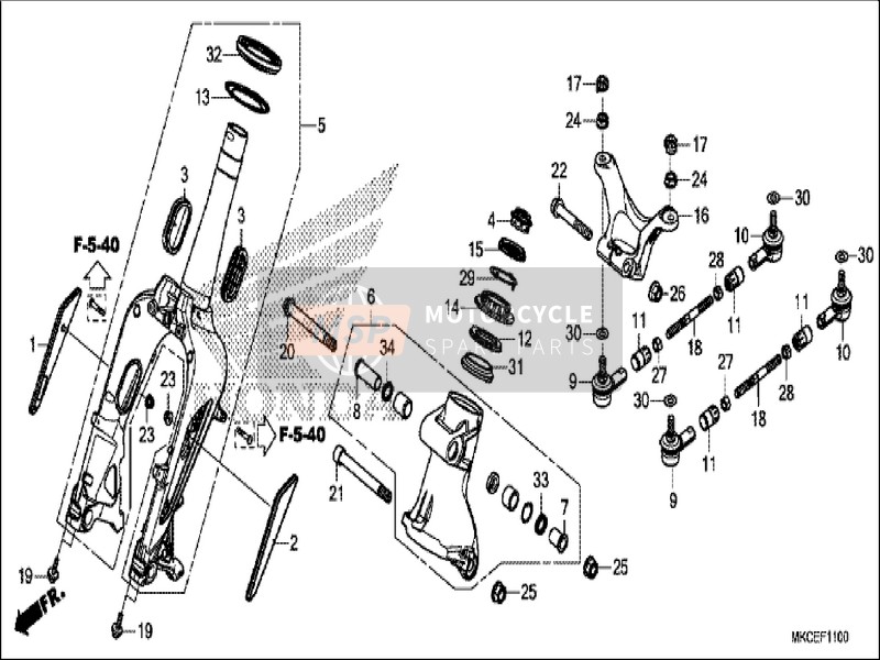 Honda GL1800 2019 Forcella anteriore per un 2019 Honda GL1800