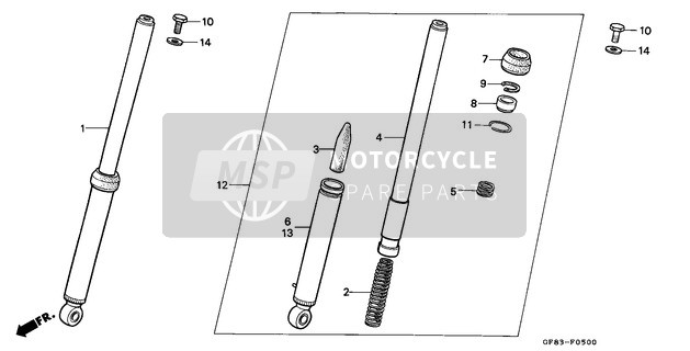 Honda QR50 1983 Forcella anteriore per un 1983 Honda QR50