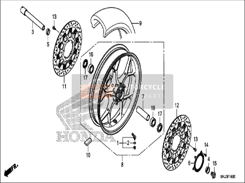 Honda CB1000RA 2019 Rueda delantera para un 2019 Honda CB1000RA