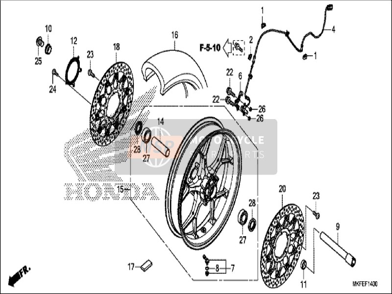 Honda CBR1000S1 2019 Voorwiel voor een 2019 Honda CBR1000S1