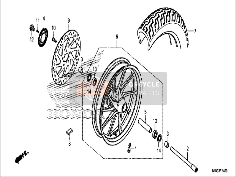 Honda CMX500A 2019 Front Wheel for a 2019 Honda CMX500A