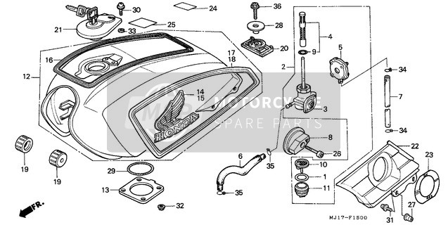 17508MJ1830, Stripe A, R. Fuel Tank (A, Honda, 0