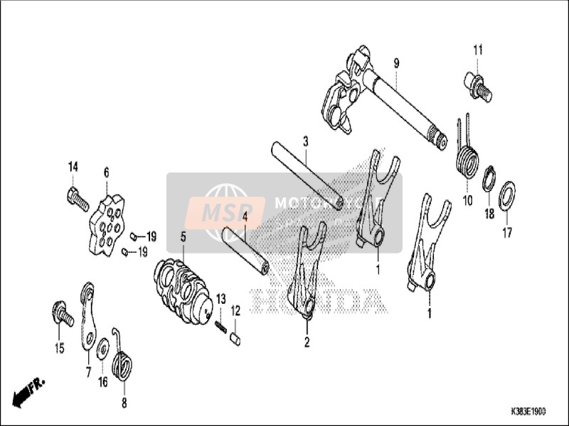 Honda CBF160 2019 Changement de vitesse Tambour pour un 2019 Honda CBF160