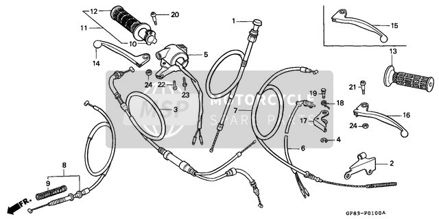 Honda QR50 1983 Handle Lever/Cable/Switch for a 1983 Honda QR50