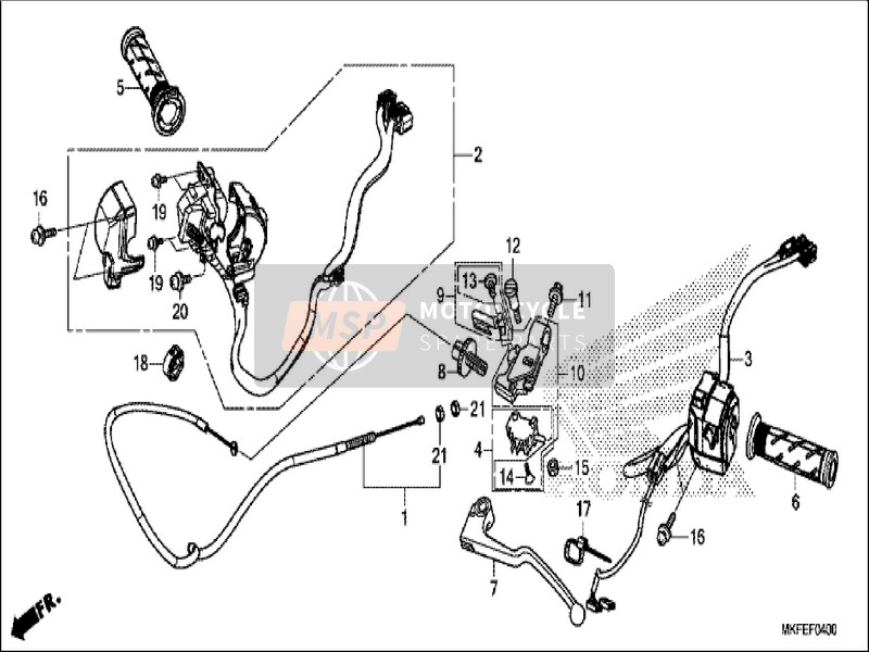 Honda CBR1000S1 2019 Leva della maniglia/Interruttore/Cavo per un 2019 Honda CBR1000S1
