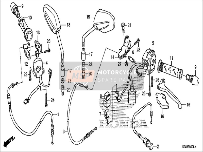 Honda CBF160 2019 Griffhebel/Handhebel/Kabel/Spiegel für ein 2019 Honda CBF160