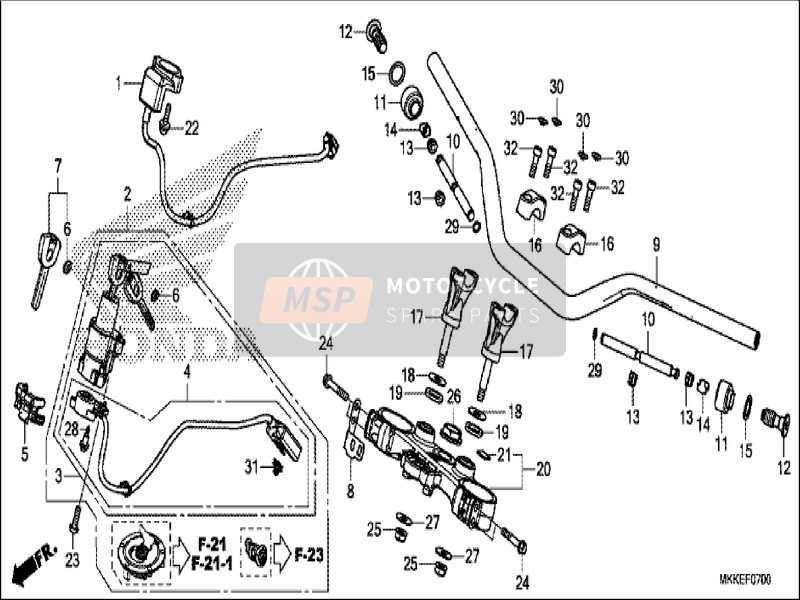 35139MJPG50, Soporte,  Pinza Mazo Dch., Honda, 1