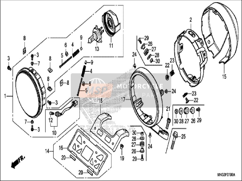 33101K87A20, Appui,  Visee Phare, Honda, 0