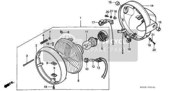 Honda CM125C 1982 Headlight (G) for a 1982 Honda CM125C