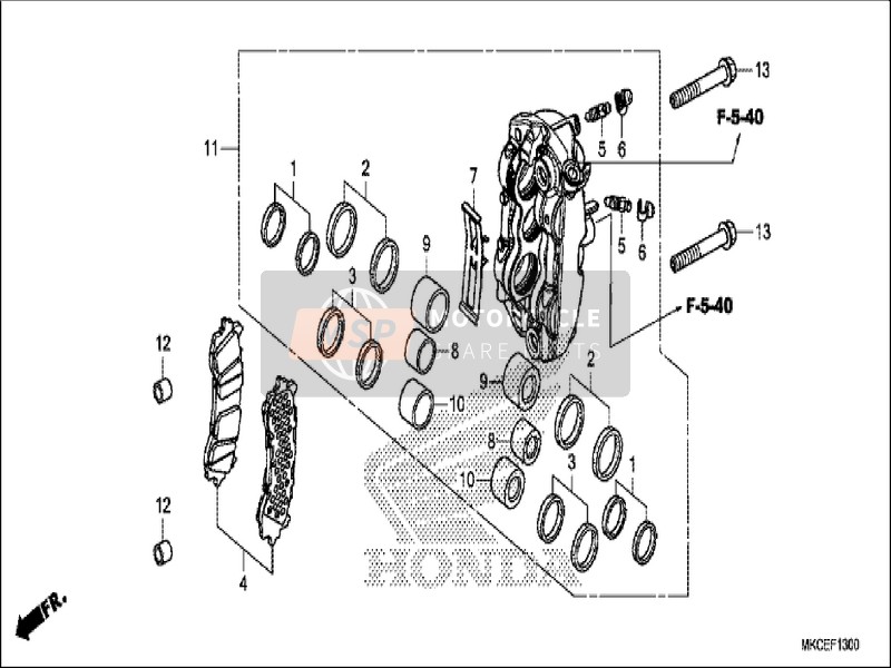 Honda GL1800 2019 Left Front Brake Caliper for a 2019 Honda GL1800