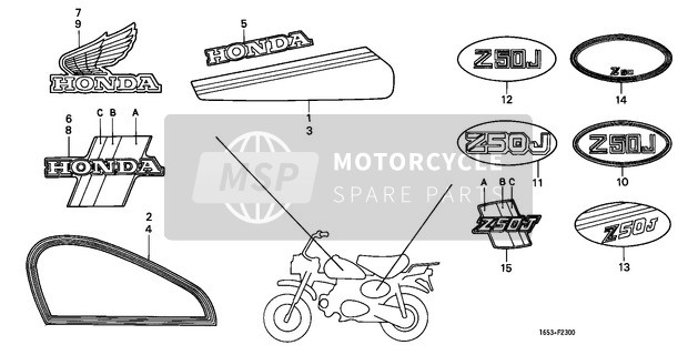 87123382670, Embleem A, L. Benzinetank, Honda, 1