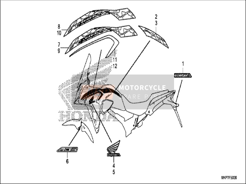 Honda CB500XA 2019 Mark/Stripe for a 2019 Honda CB500XA