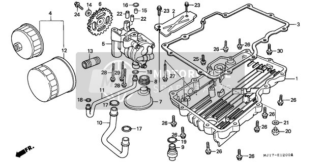 Honda CBX750P 1984 Olie Pan/Oliepomp voor een 1984 Honda CBX750P