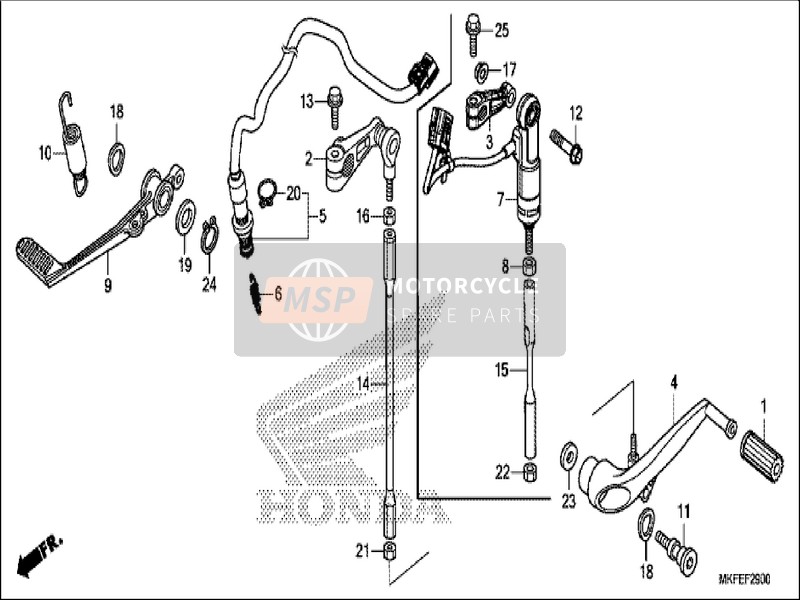 Honda CBR1000RA 2019 Pedaal voor een 2019 Honda CBR1000RA