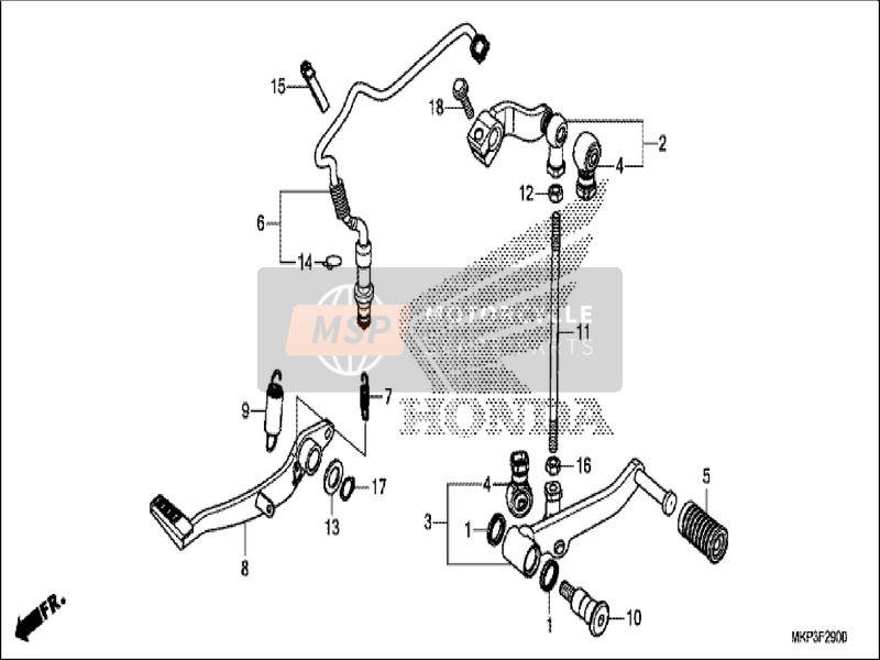 Honda CBR500RA 2019 Pedaal voor een 2019 Honda CBR500RA