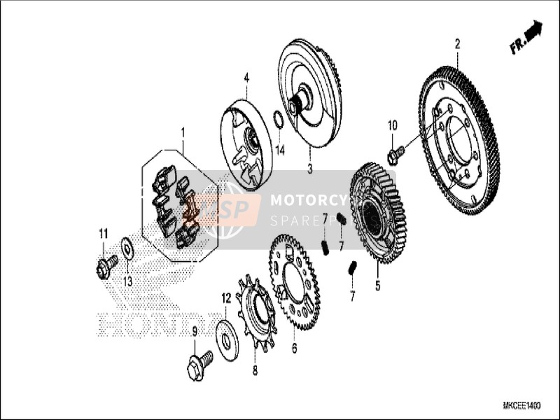 Honda GL1800B 2019 Engrenage d'entraînement primaire pour un 2019 Honda GL1800B