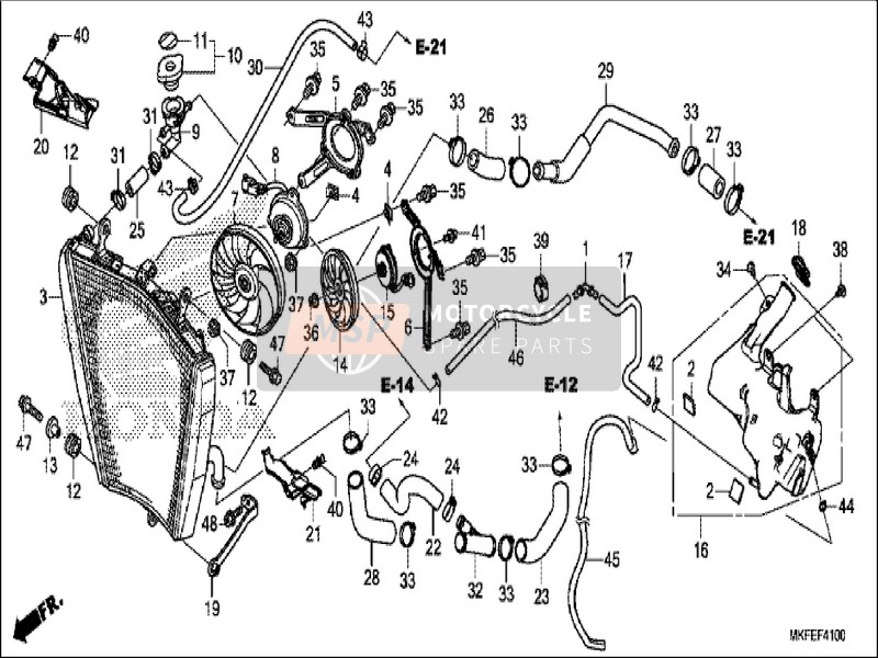 Honda CBR1000RA 2019 Radiador para un 2019 Honda CBR1000RA