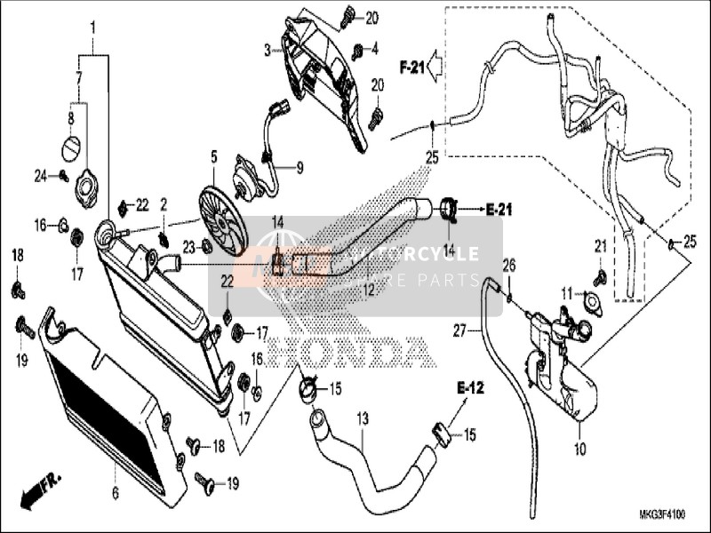 Honda CMX500A 2019 Radiator voor een 2019 Honda CMX500A