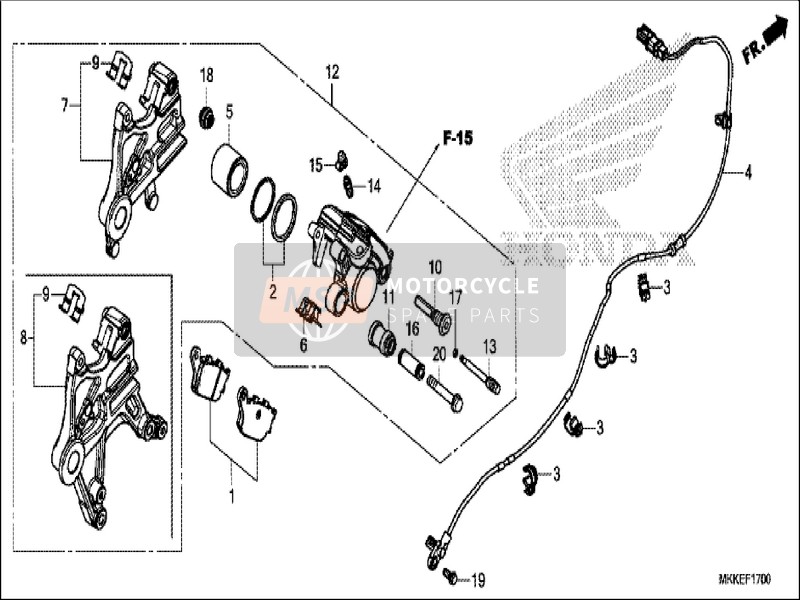 Honda CRF1000D2 2019 Remklauw achter voor een 2019 Honda CRF1000D2