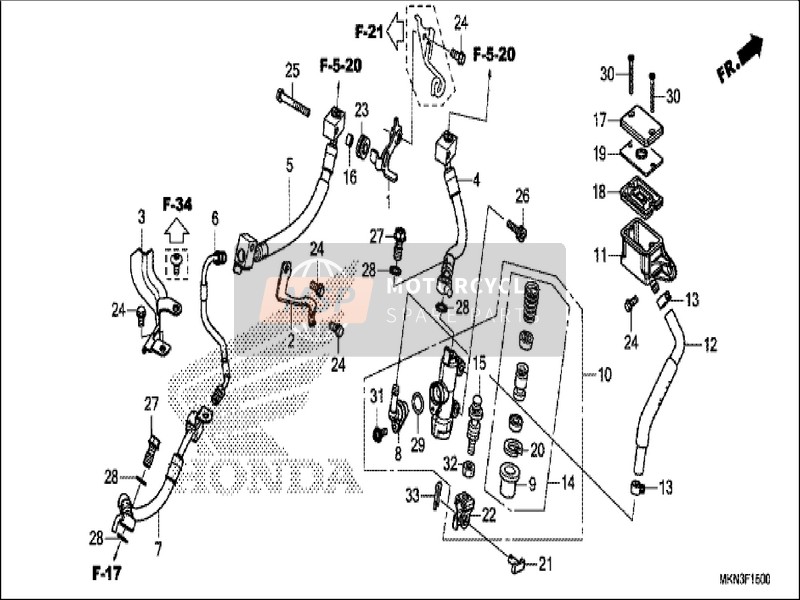 43315MKND51, Hose Comp. F, Rr. Brake, Honda, 0