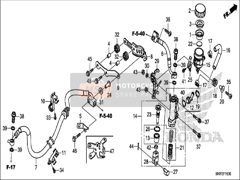 Honda CBR1000S1 2019 Maître-cylindre de frein arrière pour un 2019 Honda CBR1000S1