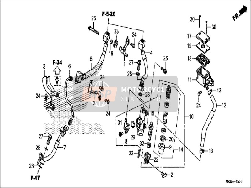 Honda CBR650RA 2019 Rear Brake Master Cylinder for a 2019 Honda CBR650RA