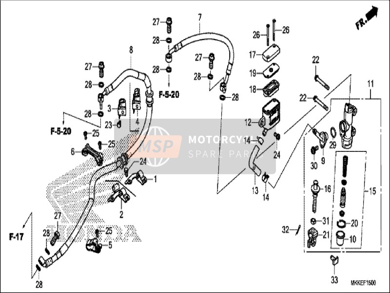 Honda CRF1000A2 2019 Rear Brake Master Cylinder for a 2019 Honda CRF1000A2