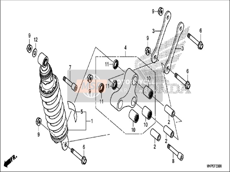 52400MKPD01, Cushion Assy., Rr. (Showa, Honda, 0